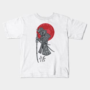 Moonlight Samurai: Forged Warrior Under Silver Sky (Katana & Armor) Kids T-Shirt